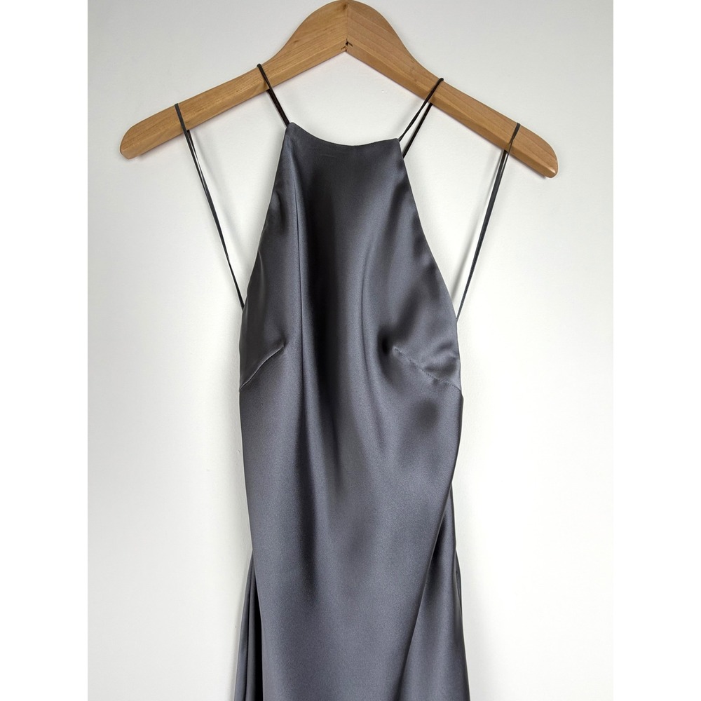ZARA Grey Satin Halter Neck Open Back Maxi Dress XS 2916/331 NWT - Picture 6 of 16